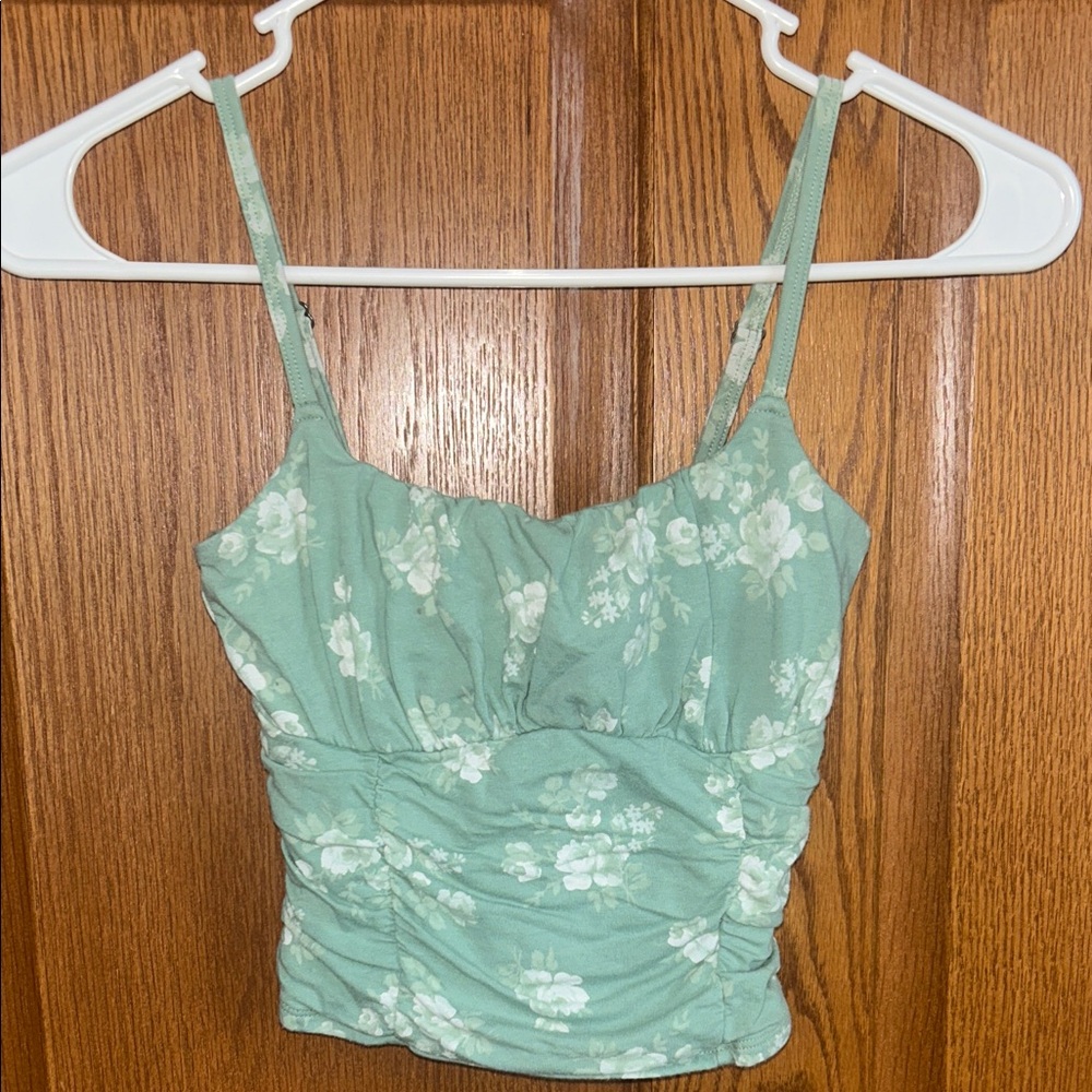 Hollister Mint Floral Crop Top